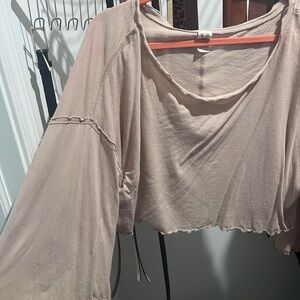 Free People Flowy Beige Cropped Top